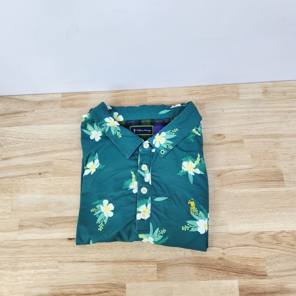 William Murray Floral Golf Polo Mens XXL Green All Over Floral Print